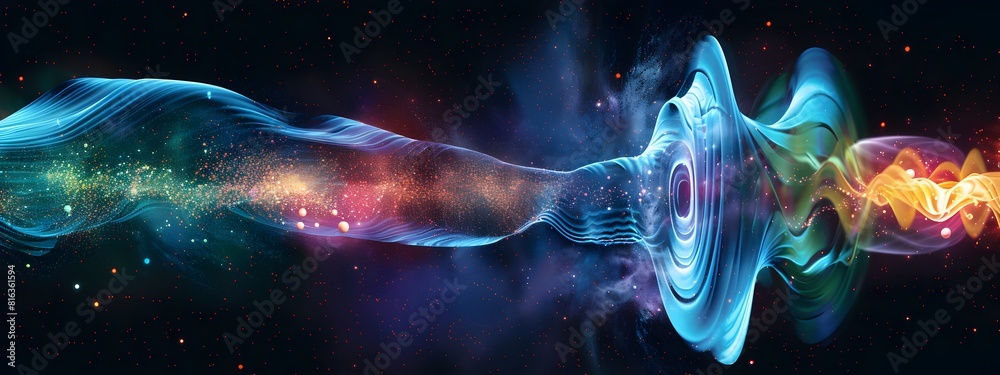 Naklejka premium Vibrant D of Wave Packet Dispersion into Different Frequencies