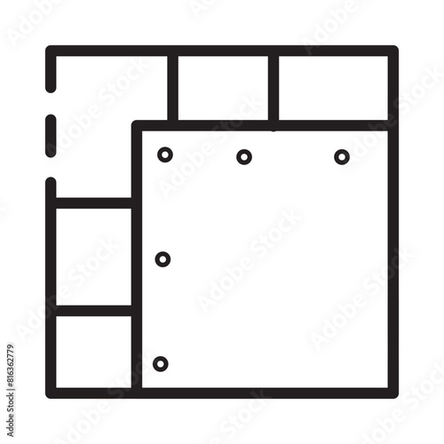 Drywall Wall Building Line Icon