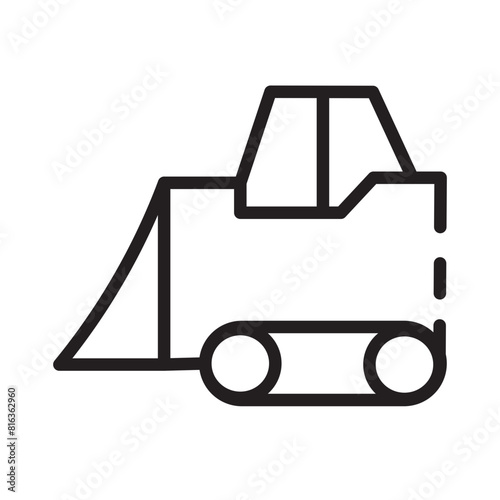 Building Buldozer Work Line Icon