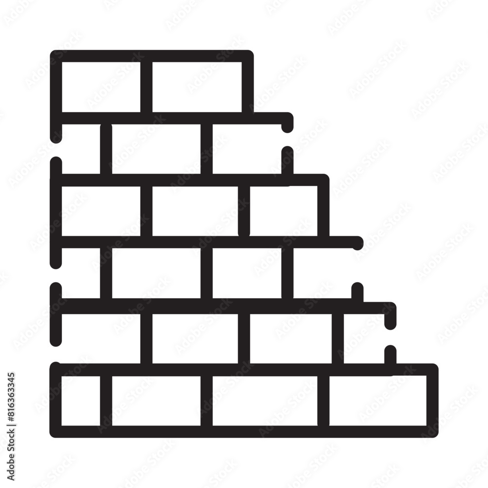 Block Brick Wall Line Icon Block Brick Wall Line Icon