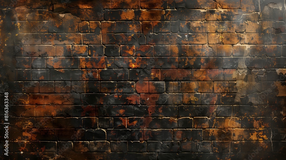 Obraz premium Old wall background with stained aged bricks