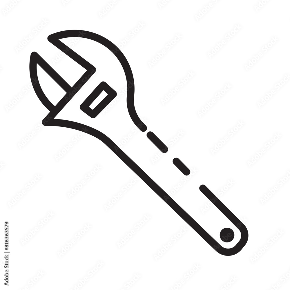 Repair Tool Wrench Line Icon Repair Tool Wrench Line Icon