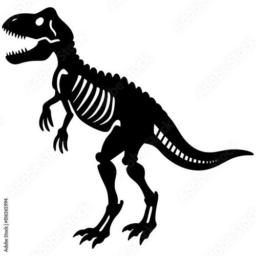 Dinosaur skeleton T rex icon black color vector black color silhouette, white background © Dream Is Power