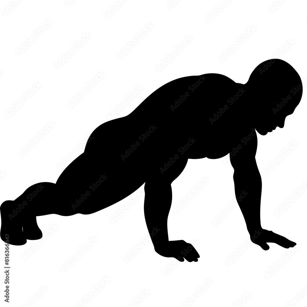 a man push up on the ground vector silhouette black color illustration a man push up on the ground vector silhouette black color illustration