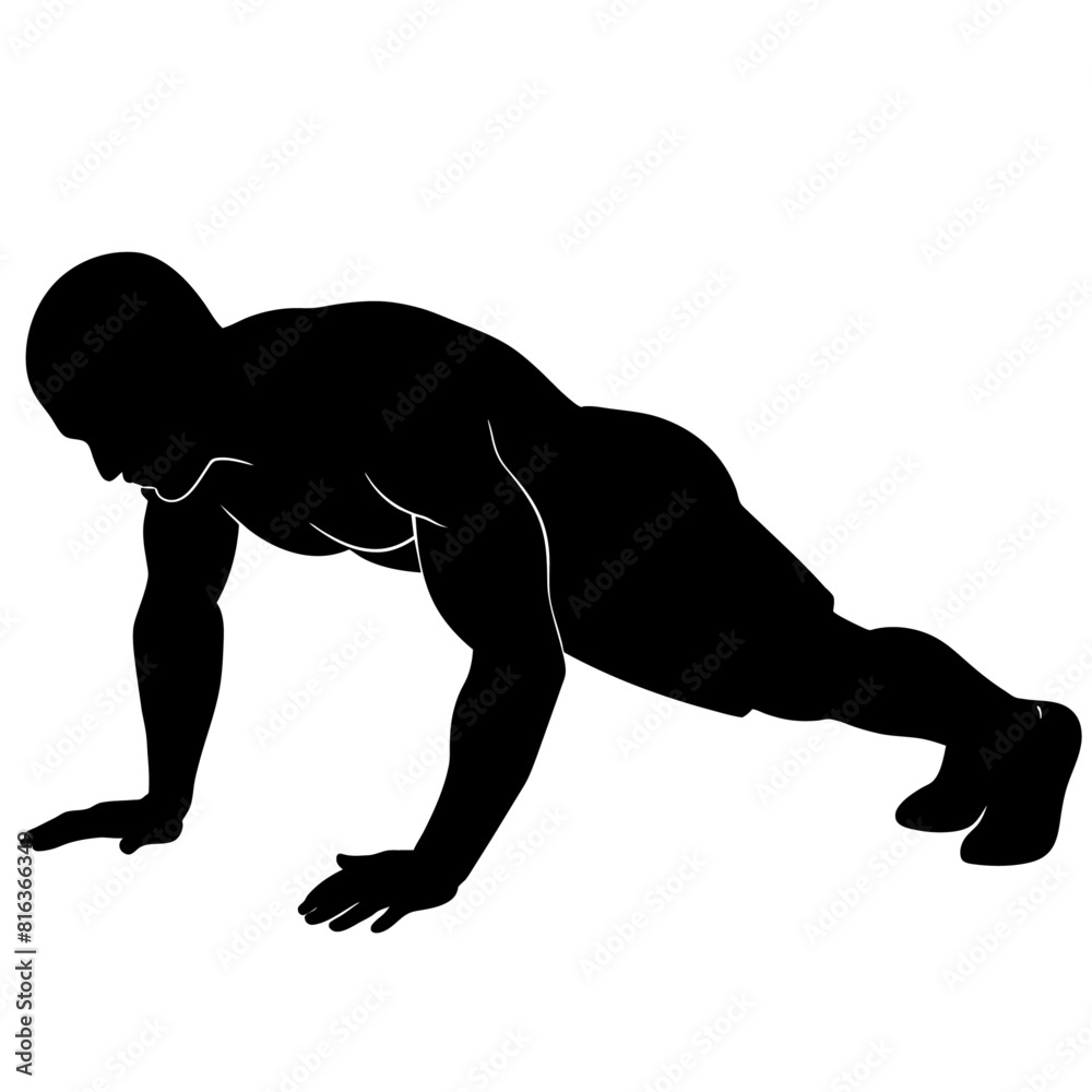 a man push up on the ground vector silhouette black color illustration a man push up on the ground vector silhouette black color illustration