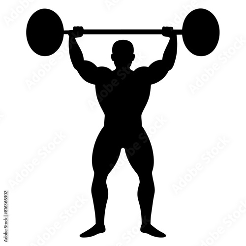 body builder doing workout vector silhouette black color illustration