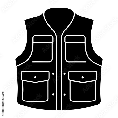 life Jacket silhouette, life jacket black color illustration