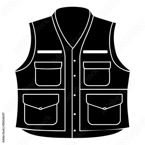 life Jacket silhouette, life jacket black color illustration