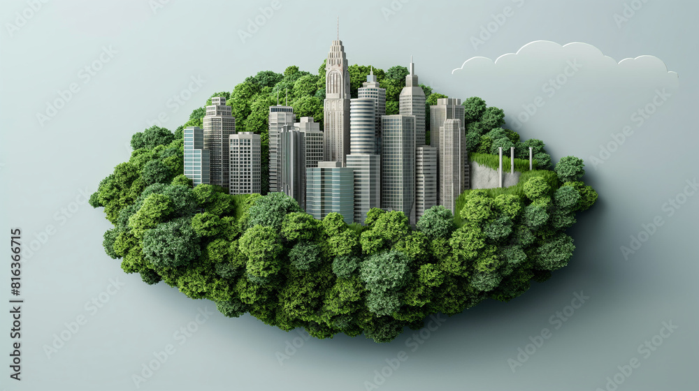 Fototapeta premium green city landscape background illustration, low carbon sustainable city conceptual.