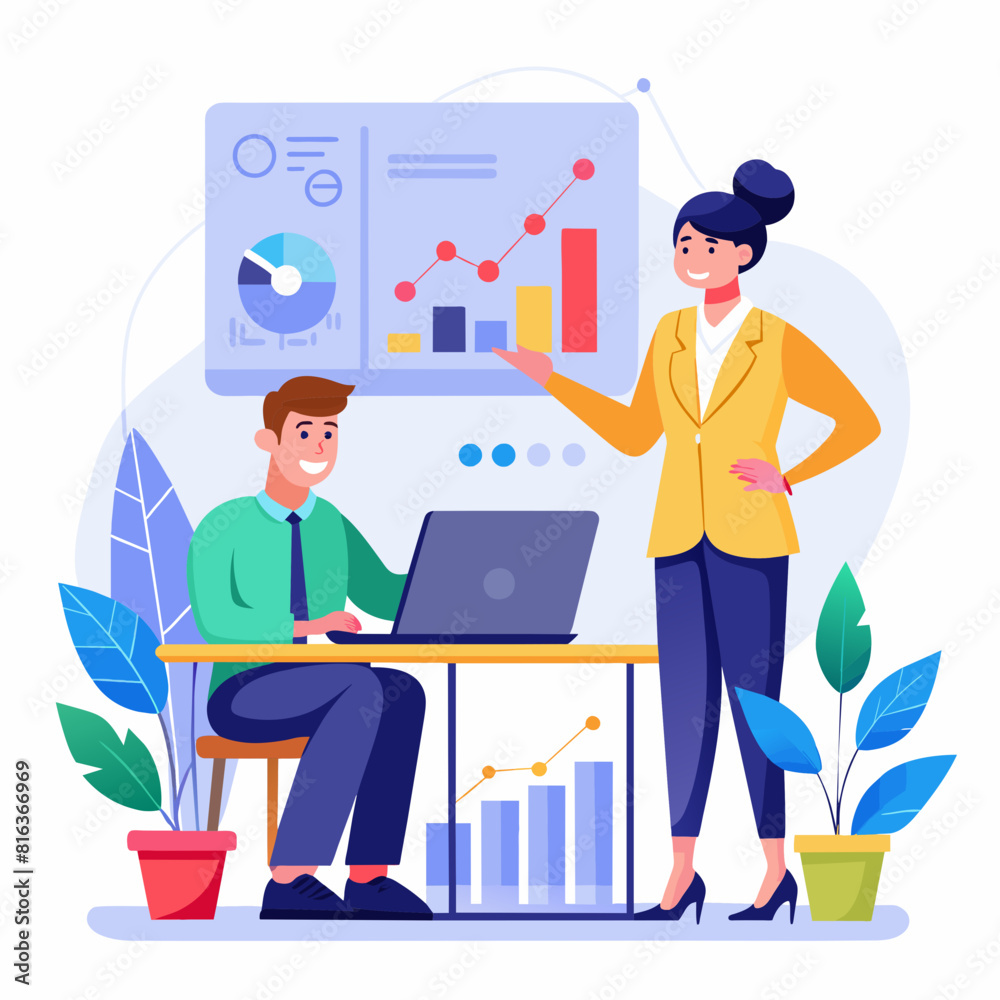 Business people work with financial dashboard and calculator Business people work with financial dashboard and calculator