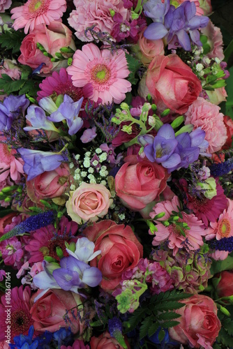 Colorful pink and purple wedding flowers