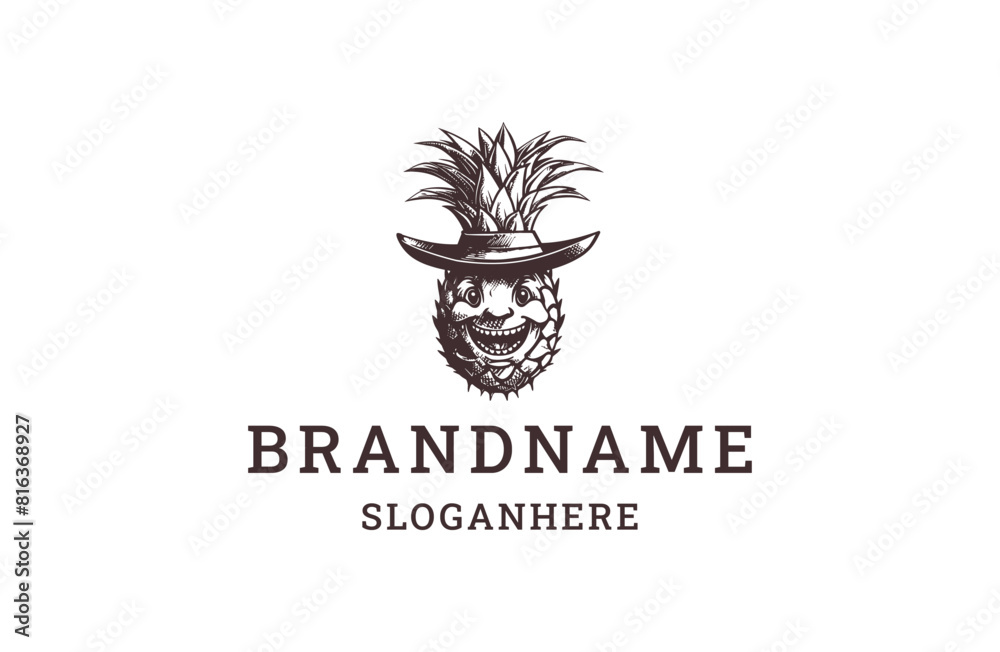 Fototapeta premium Pineapple hat logo template vector illustration design