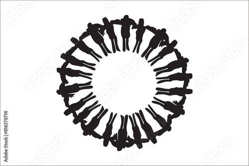 Lifecycle Stages of Life Background. Different people stand together. Flat vector illustration.