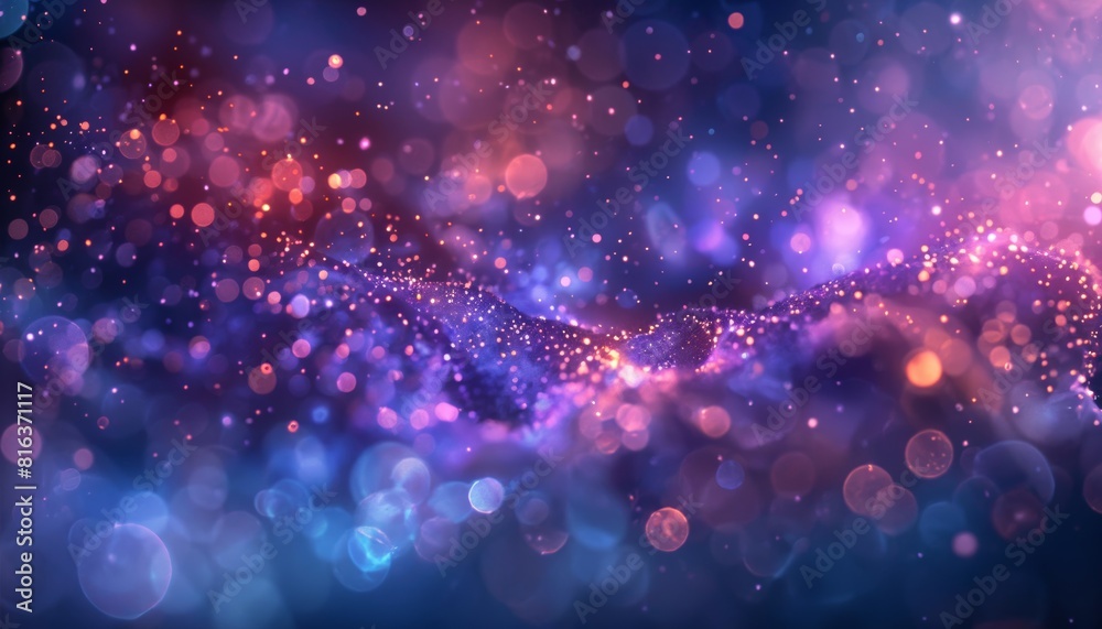 Fototapeta premium Vibrant purple and indigo bokeh swirls creating a celestial, cosmic effect for space-themed events. 