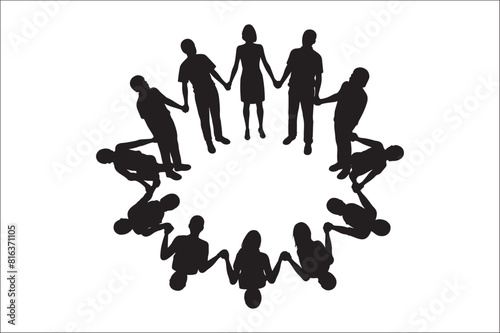 Lifecycle Stages of Life Background. Different people stand together. Flat vector illustration.