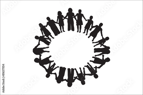 Lifecycle Stages of Life Background. Different people stand together. Flat vector illustration.