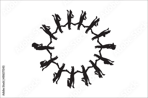 Lifecycle Stages of Life Background. Different people stand together. Flat vector illustration.