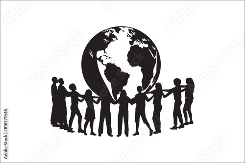 Lifecycle Stages of Life Background. Different people stand together. Flat vector illustration.