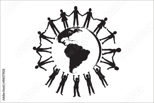 Lifecycle Stages of Life Background. Different people stand together. Flat vector illustration.