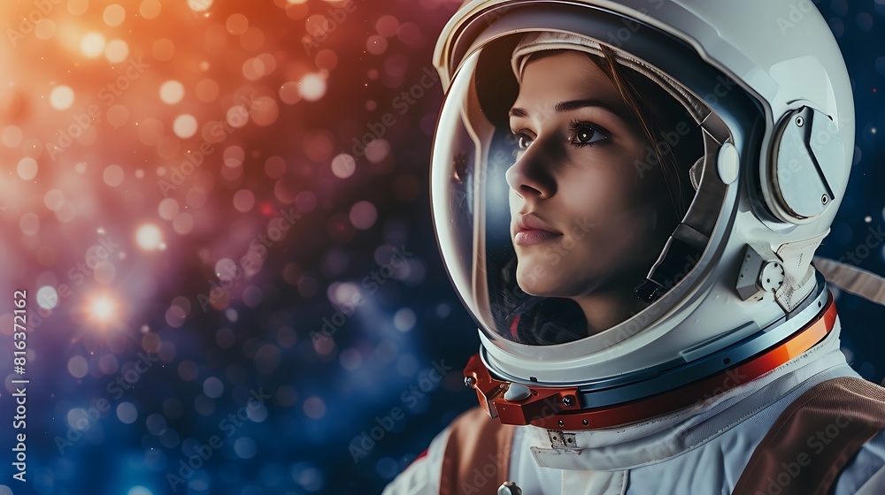 Female Astronaut Portrait in Space Suit, Female astronaut, portrait, space suit Female Astronaut Portrait in Space Suit, Female astronaut, portrait, space suit