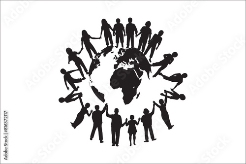 Lifecycle Stages of Life Background. Different people stand together. Flat vector illustration.