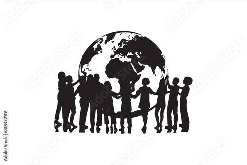 Lifecycle Stages of Life Background. Different people stand together. Flat vector illustration.