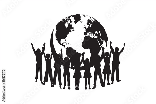 Lifecycle Stages of Life Background. Different people stand together. Flat vector illustration.