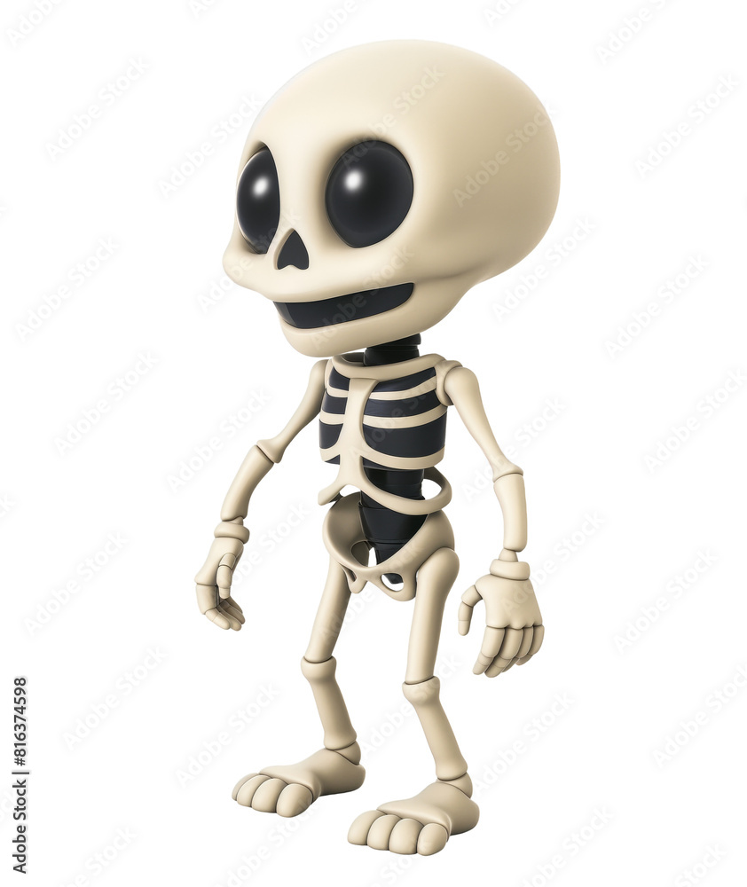 Cute skeleton in children's 3d style, halloween character, rendering, carved background Cute skeleton in children's 3d style, halloween character, rendering, carved background