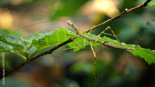 Stick Insect or Phasmids also known as walking stick insects, stick-bugs, or ghost insect. photo