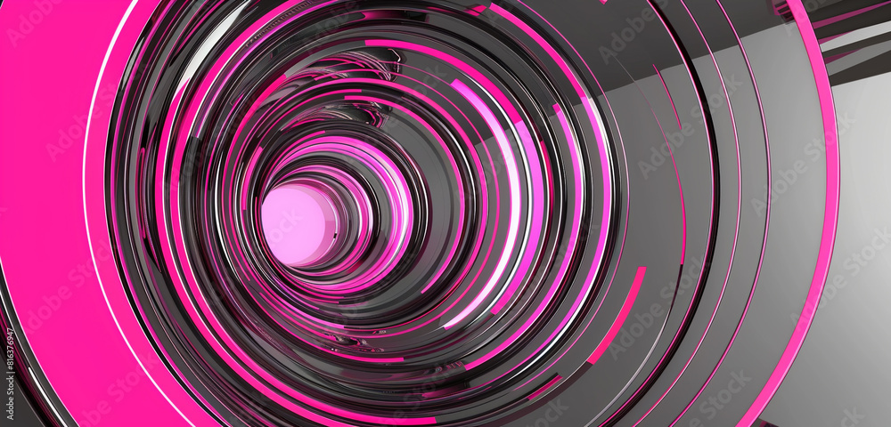 Vibrant tech theme hot pink contrasts with cool gray circle lines.