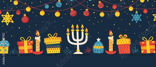 Creative greeting cards blank template illustration of Hanukkah
