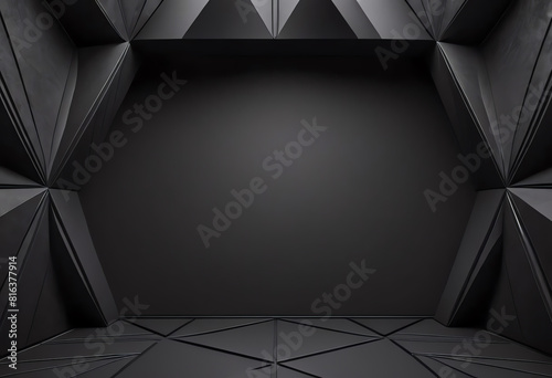 symmetrical black wall copy space with ornament photo