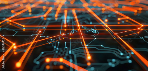 Logistics data tangerine orange pathway depiction.