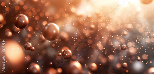 Rich chocolate brown orbs softly glow in hazy field.