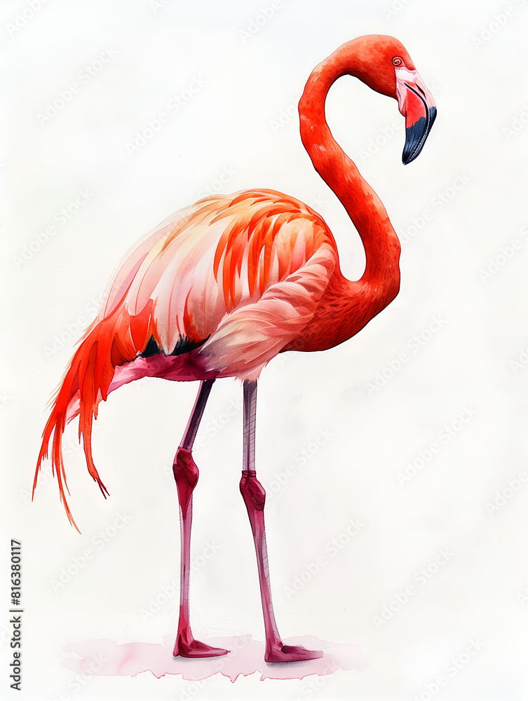 Obraz premium pink flamingo on a white background