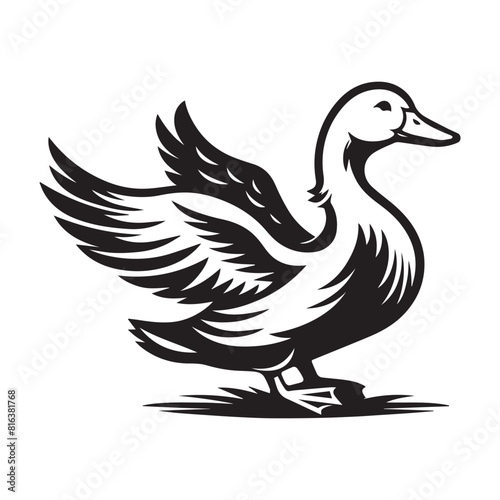 Duck Silhouette flat vector illustration.