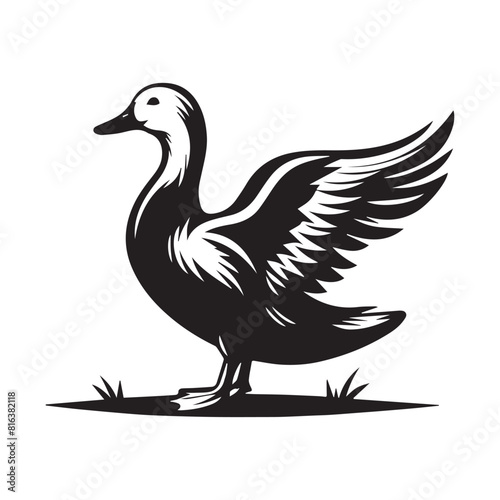 Duck Silhouette flat vector illustration.