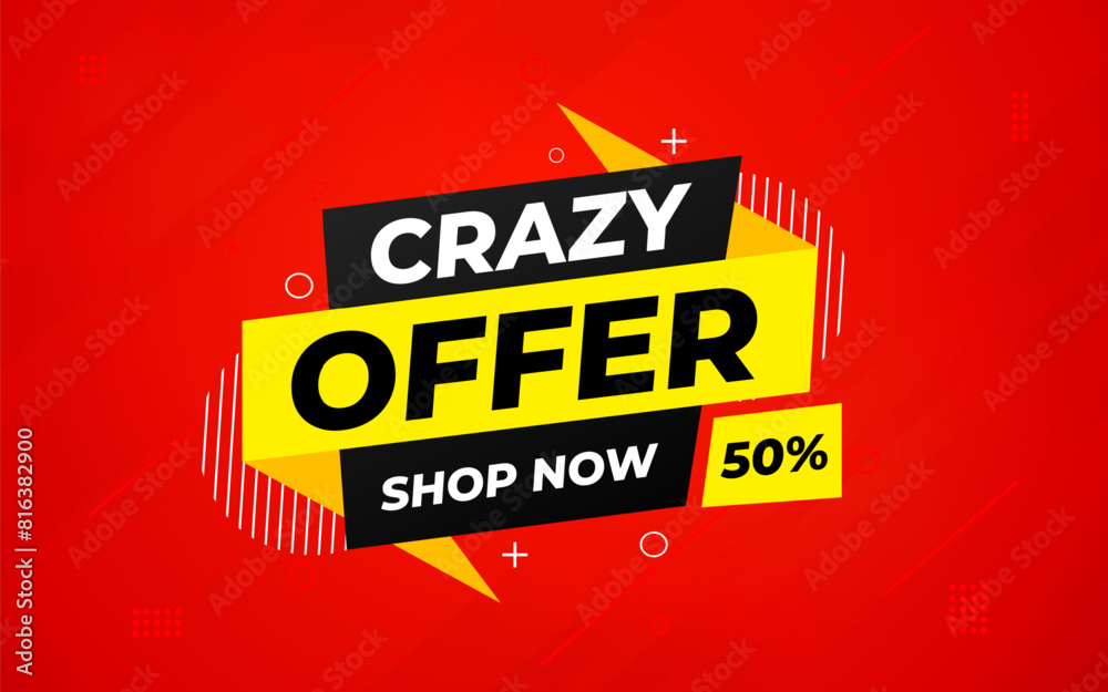 Fototapeta premium Crazy Offer Sale Background. Sale banner design template. Vector illustration. Market promotion banner and crazy discount announcement background vector illustration.