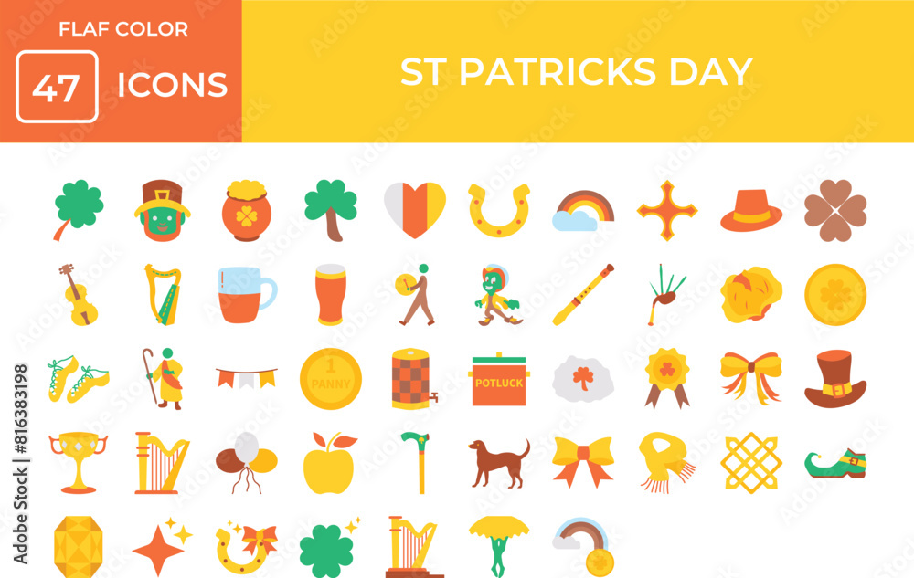 Festive St. Patrick's Day Icon Collection: From Shamrocks to Green Hats - Everything You Need