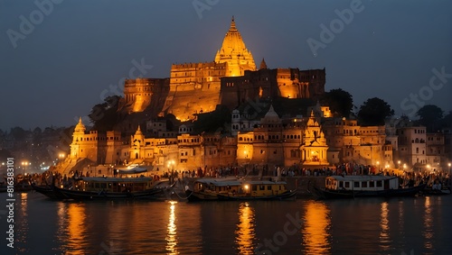 Reflect on the spiritual aura of Varanasi, India, tracing its sacred ghats along the Ganges River and ancient temples ai_generated photo