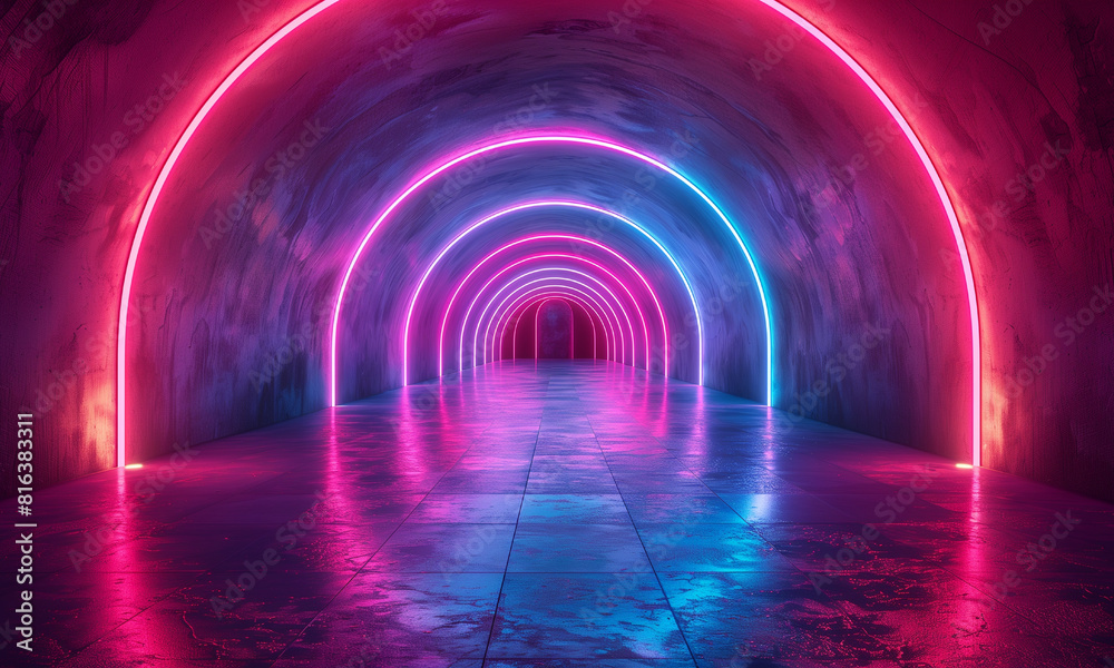 illustration of abstract background of futuristic corridor blue neon lights illustration of abstract background of futuristic corridor blue neon lights