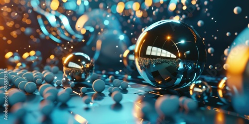 Spheres and particles in a mesmerizing 3D abstract world