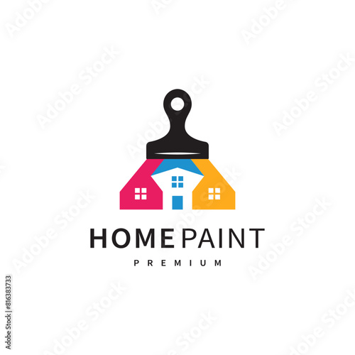 home paint vector logo design illustration