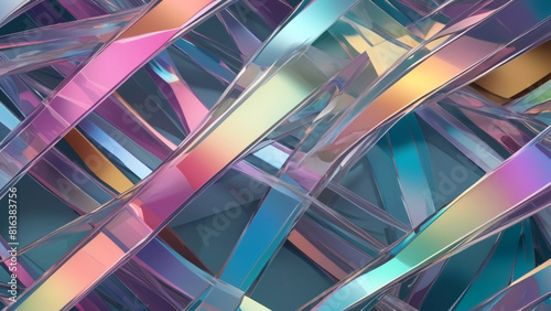 Wallpaper Mural Abstract geometric pattern overlapping background with iridescent color Torontodigital.ca