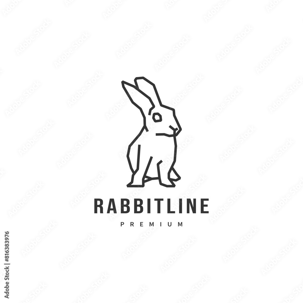 rabbit line vector logo design illustration 2