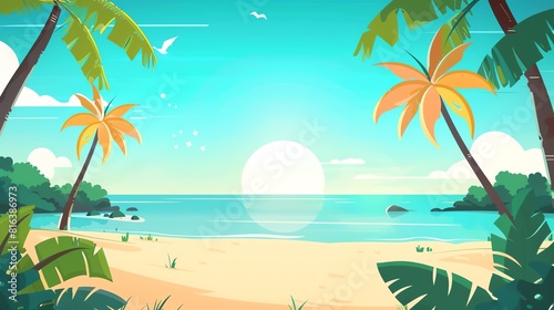 Summer flat design front view  sunny theme  animation  vivid