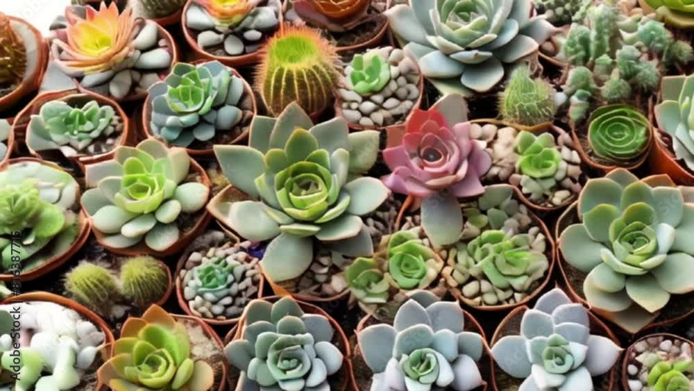 Top view of cactus succulent plant, motion Top view of cactus succulent plant, motion
