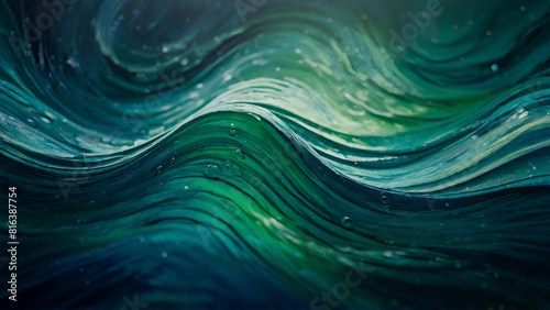 An abstract color background of swirling azure and emerald hues