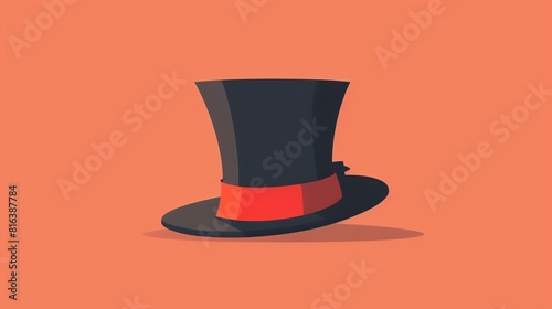 Top hat flat design side view, formal theme, animation, Splitcomplementary color scheme photo