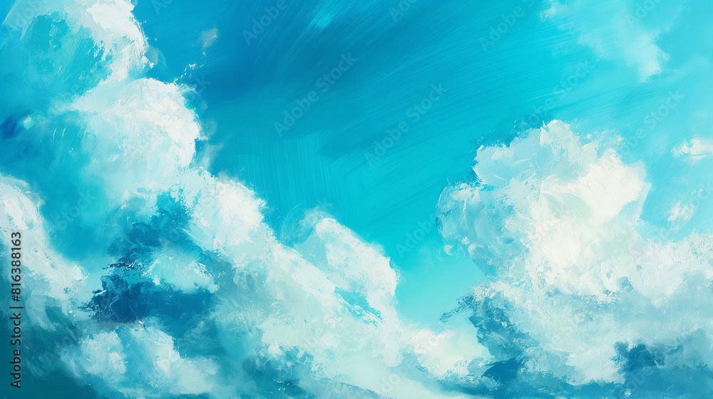 Background of Renaissance cloud sky Painting of Clouds in Sky Blue, Turquoise, and Cyan Shades for Soothing, Spiritual Art Background of Renaissance cloud sky Painting of Clouds in Sky Blue, Turquoise, and Cyan Shades for Soothing, Spiritual Art